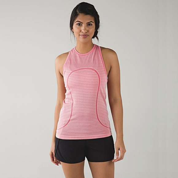 lululemon athletica Tops - Lululemon Run: Swiftly Tech Tank in Stitch Stripe White Heathered Boom Juice